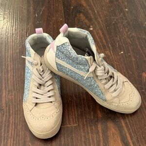 ShuShop Sparkling Blue and Beige Women's Sneakers